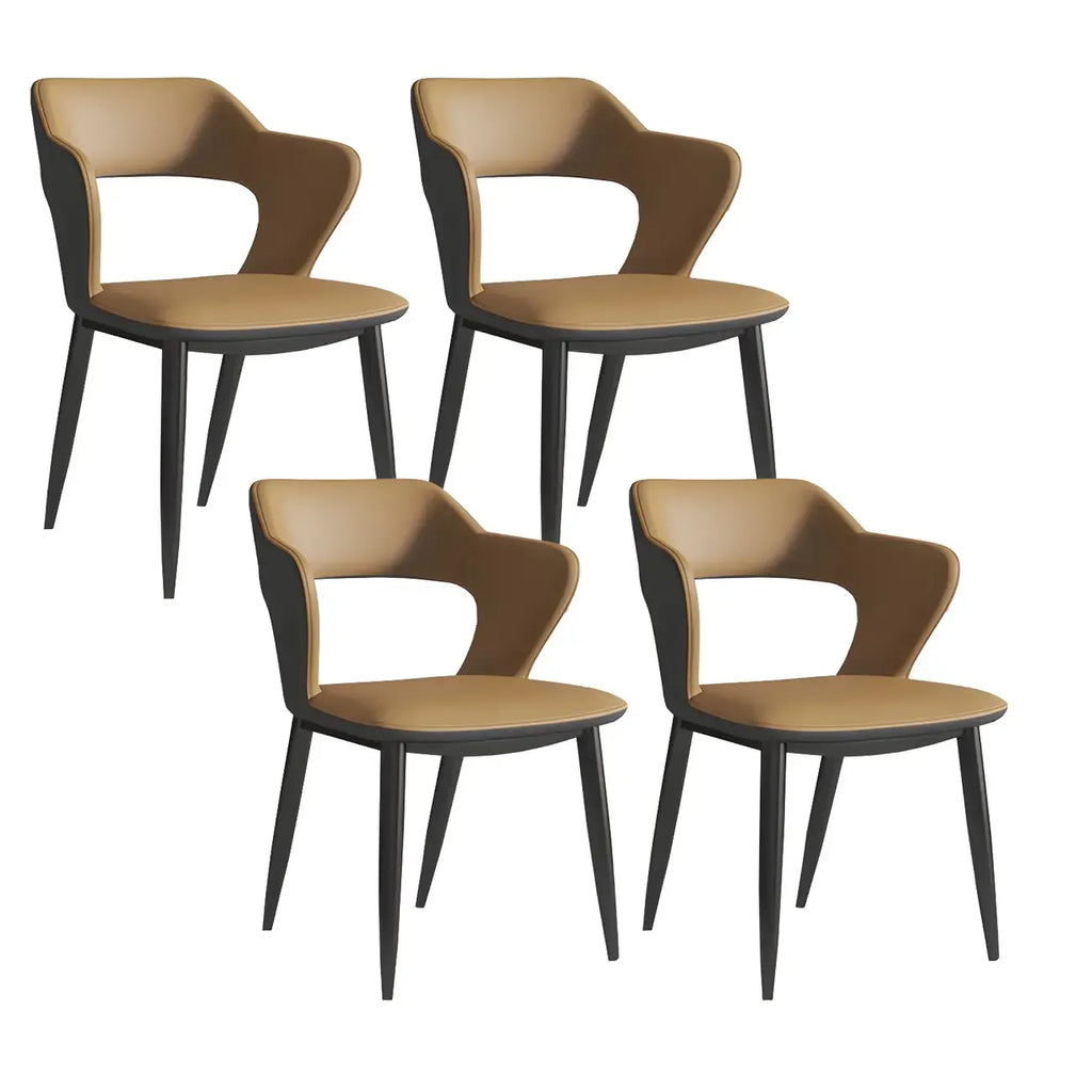 Chaise de salle à manger contemporaine rembourrée à dossier ouvert avec accoudoirs