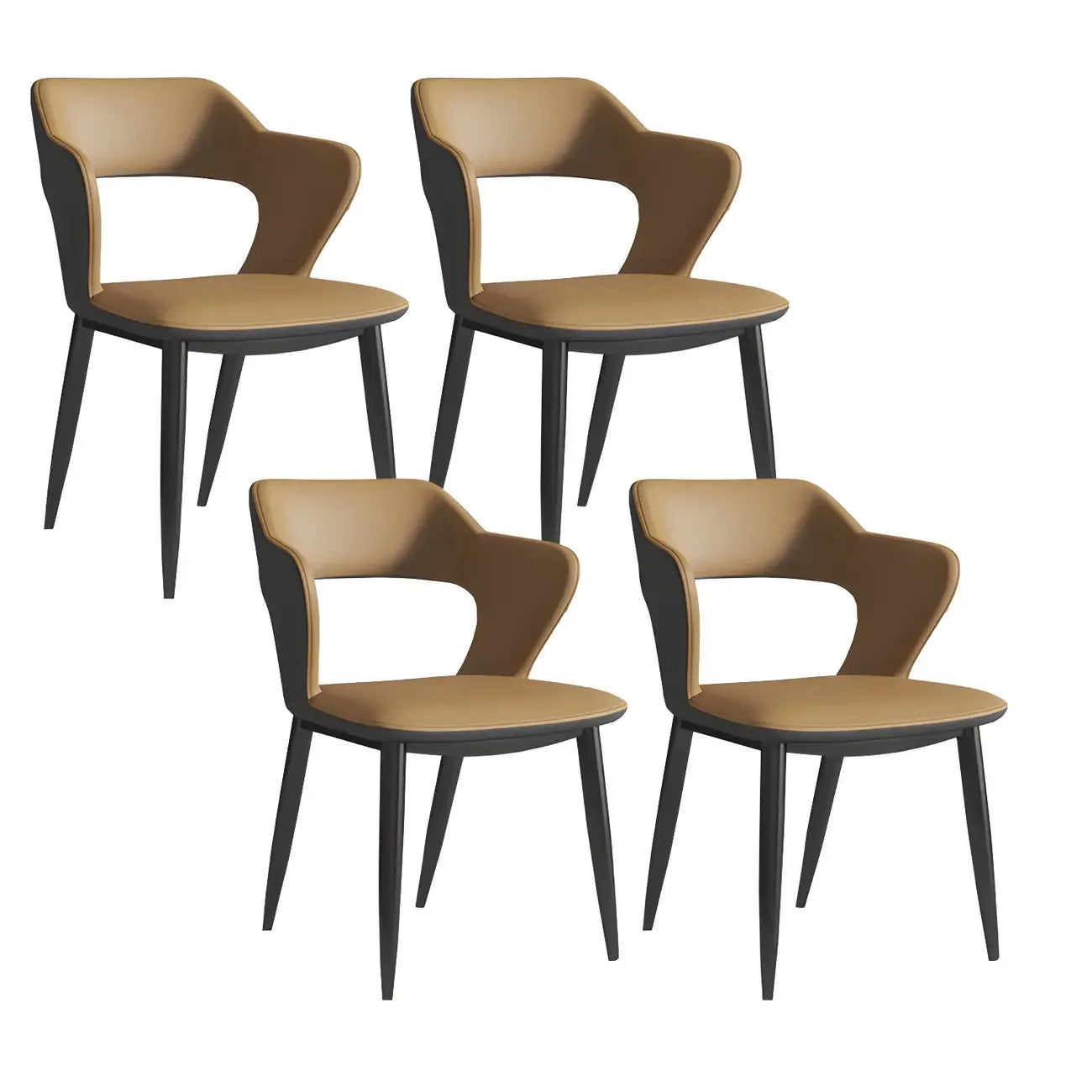 Chaise de salle à manger contemporaine rembourrée à dossier ouvert avec accoudoirs