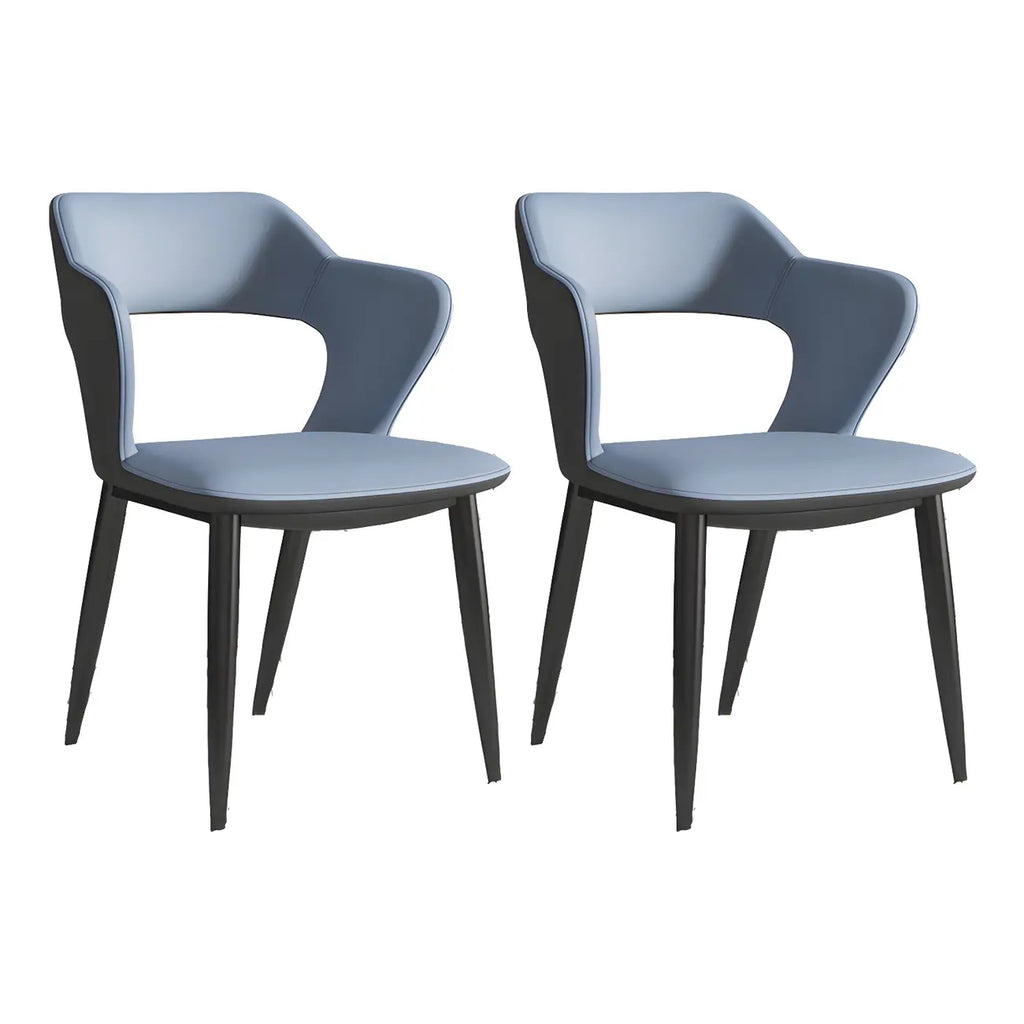 Chaise de salle à manger contemporaine rembourrée à dossier ouvert avec accoudoirs