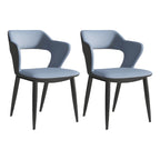 Chaise de salle à manger contemporaine rembourrée à dossier ouvert avec accoudoirs