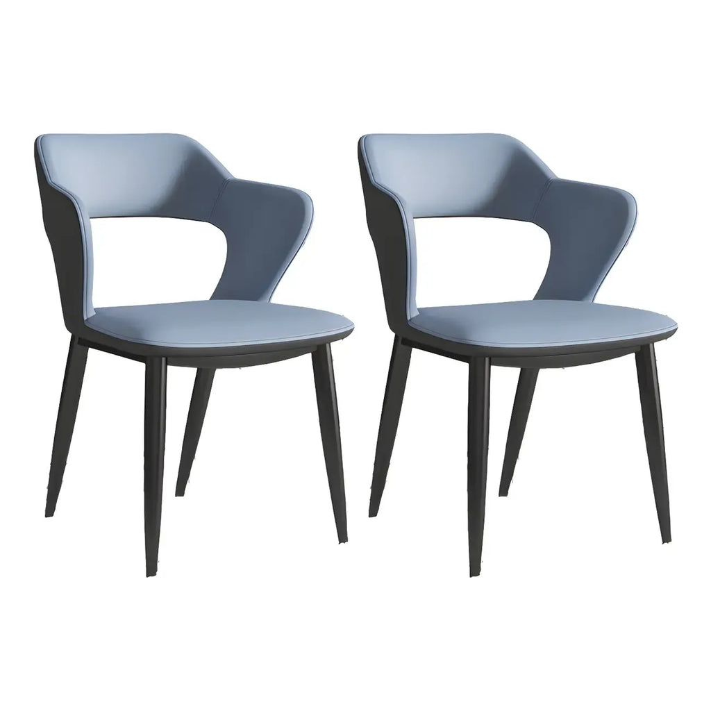 Chaise de salle à manger contemporaine rembourrée à dossier ouvert avec accoudoirs