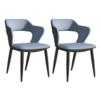 Chaise de salle à manger contemporaine rembourrée à dossier ouvert avec accoudoirs
