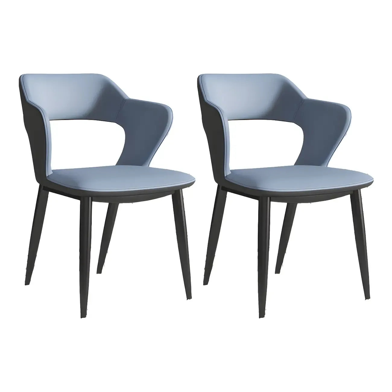 Chaise de salle à manger contemporaine rembourrée à dossier ouvert avec accoudoirs