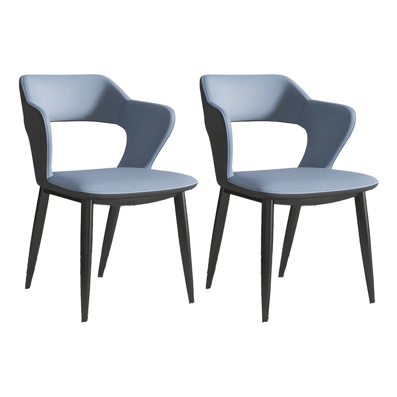 Chaise de salle à manger contemporaine rembourrée à dossier ouvert avec accoudoirs