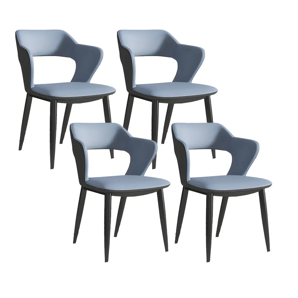Chaise de salle à manger contemporaine rembourrée à dossier ouvert avec accoudoirs