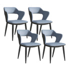 Chaise de salle à manger contemporaine rembourrée à dossier ouvert avec accoudoirs