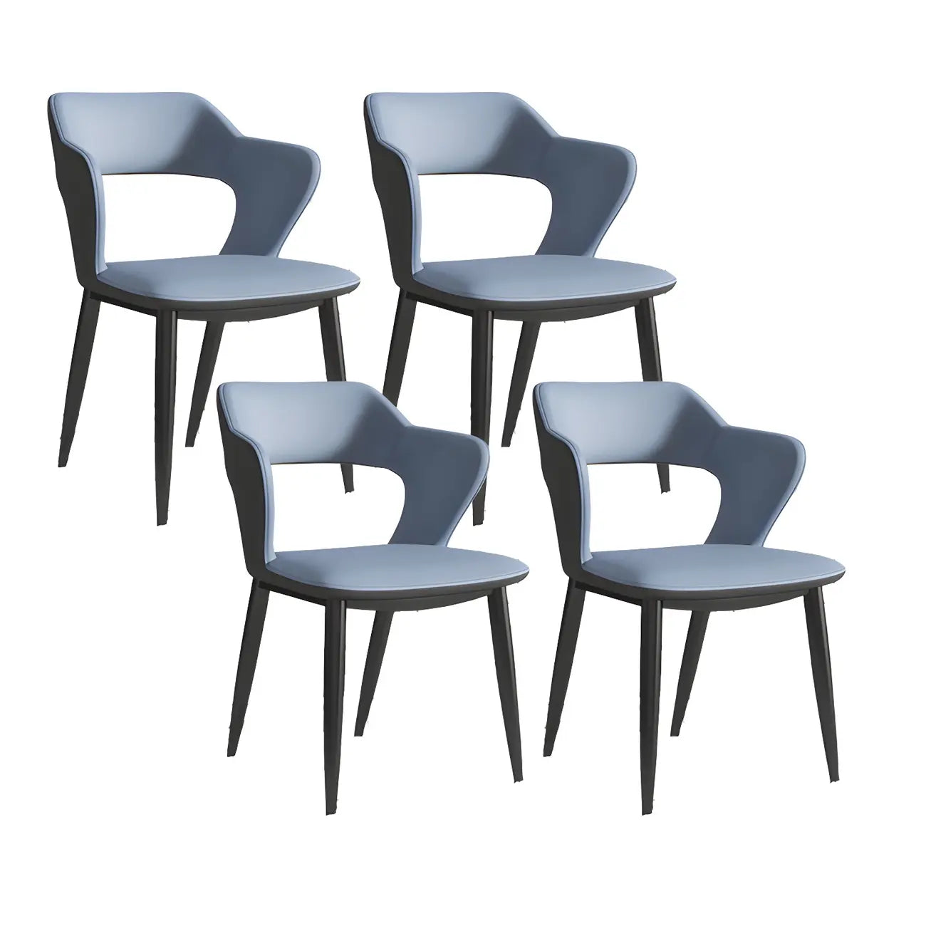 Chaise de salle à manger contemporaine rembourrée à dossier ouvert avec accoudoirs
