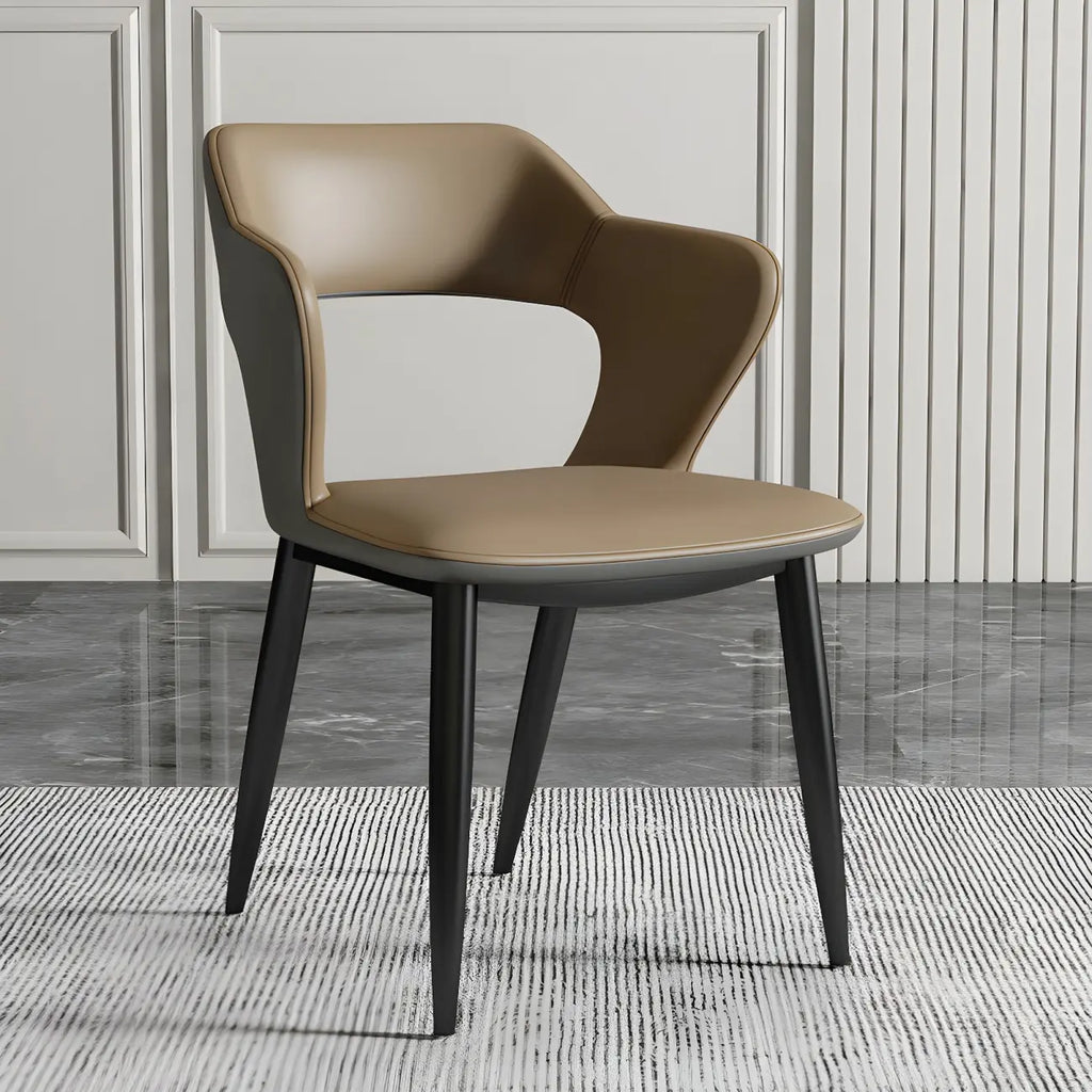 Chaise de salle à manger contemporaine rembourrée à dossier ouvert avec accoudoirs
