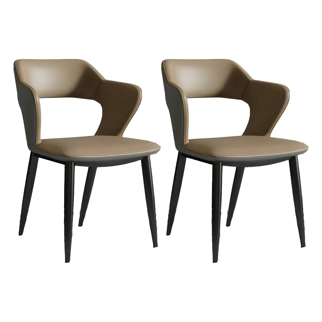 Chaise de salle à manger contemporaine rembourrée à dossier ouvert avec accoudoirs