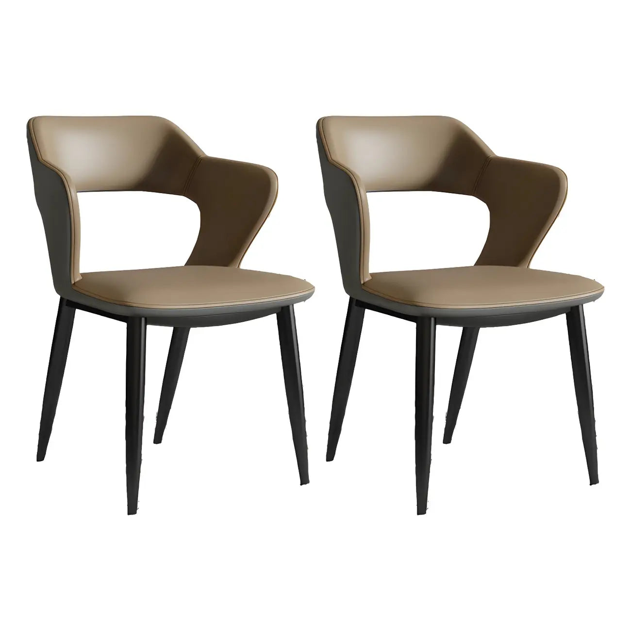 Chaise de salle à manger contemporaine rembourrée à dossier ouvert avec accoudoirs