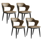Chaise de salle à manger contemporaine rembourrée à dossier ouvert avec accoudoirs