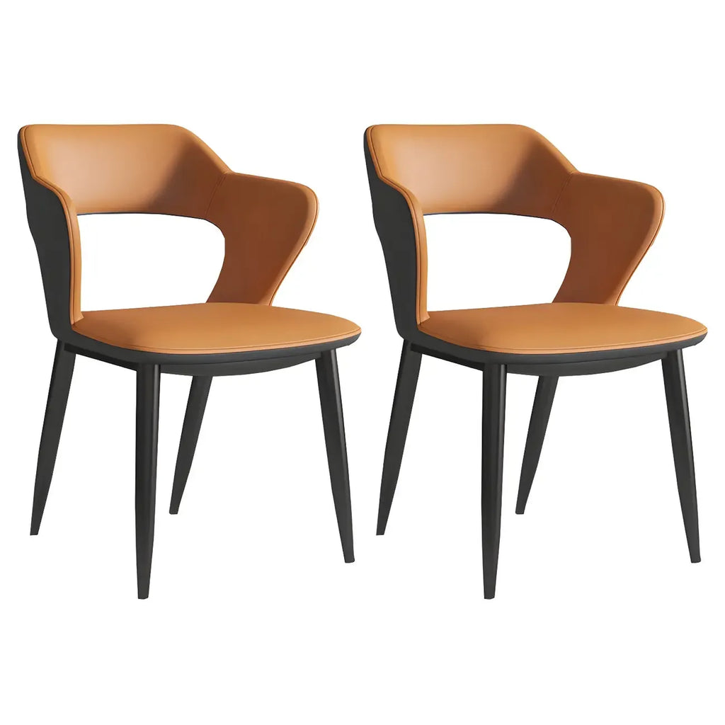 Chaise de salle à manger contemporaine rembourrée à dossier ouvert avec accoudoirs