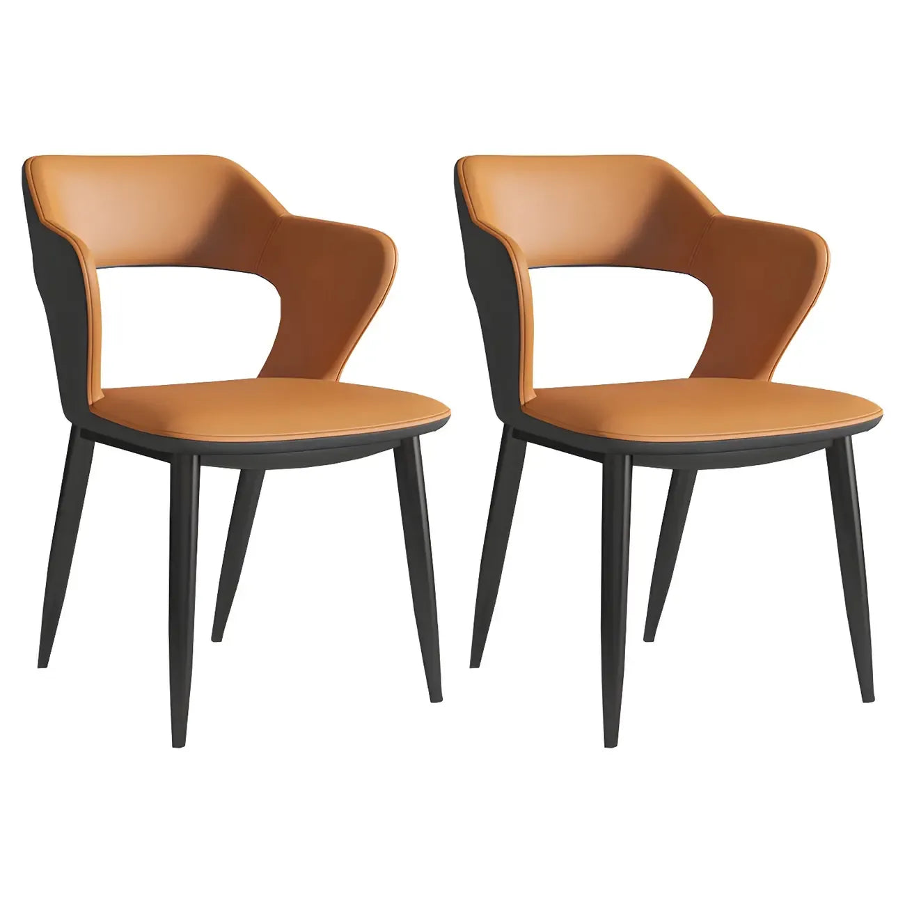 Chaise de salle à manger contemporaine rembourrée à dossier ouvert avec accoudoirs