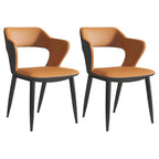 Chaise de salle à manger contemporaine rembourrée à dossier ouvert avec accoudoirs