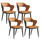 Chaise de salle à manger contemporaine rembourrée à dossier ouvert avec accoudoirs