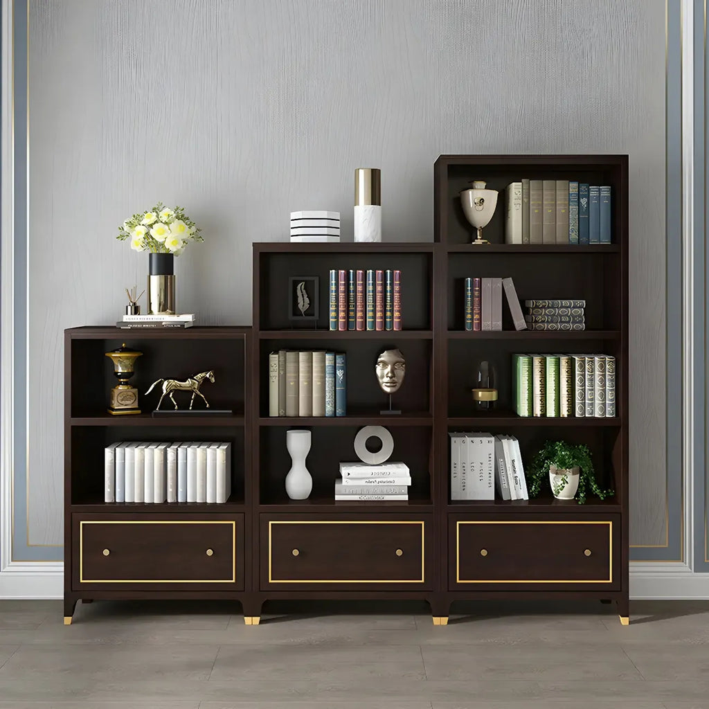 Bibliothèque moderne en bois de hêtre avec tiroir pour bureau