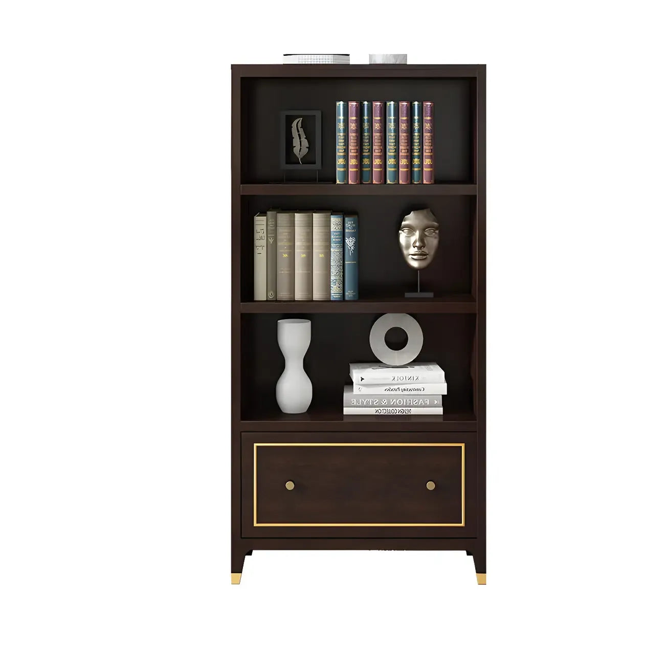 Bibliothèque moderne en bois de hêtre avec tiroir pour bureau