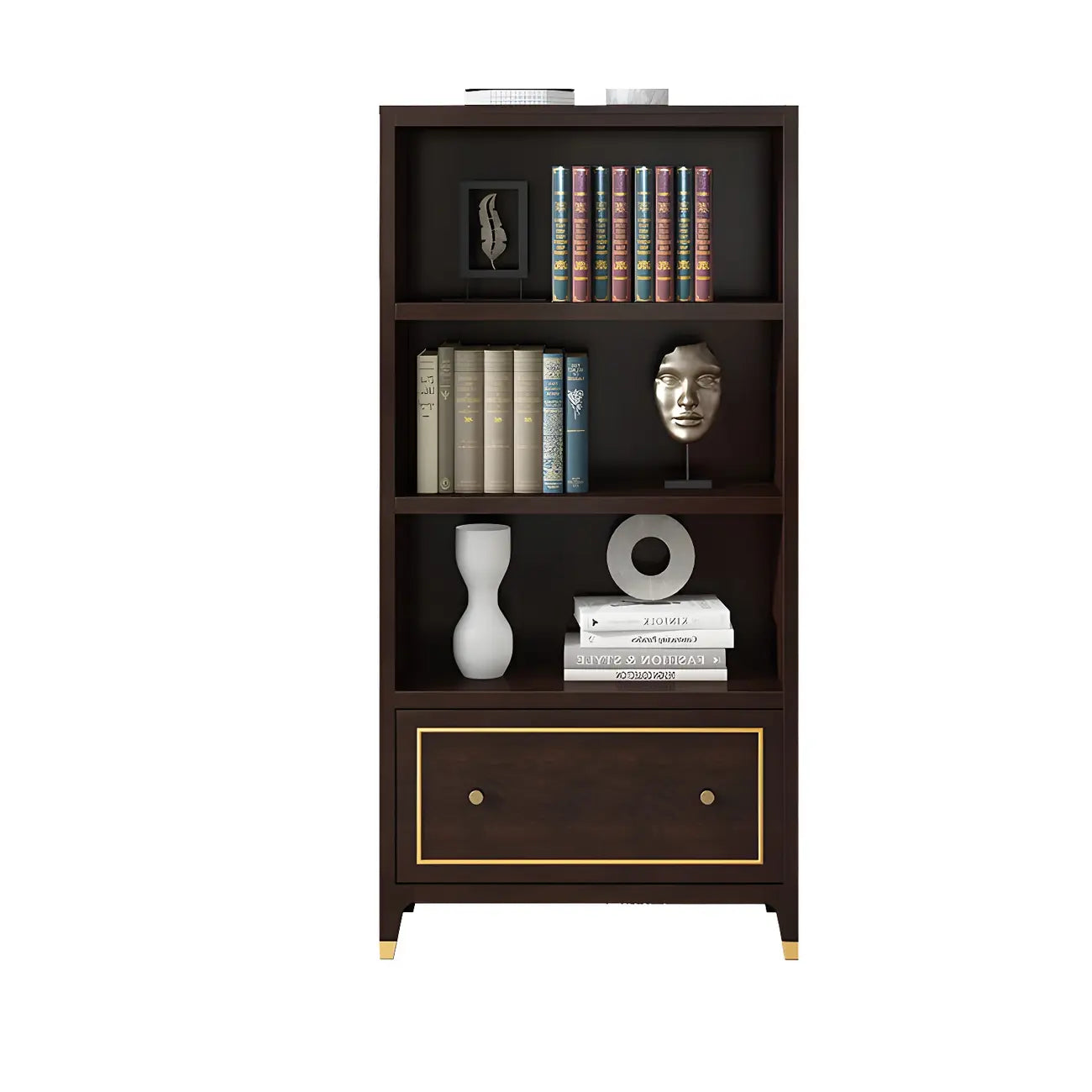 Bibliothèque moderne en bois de hêtre avec tiroir pour bureau