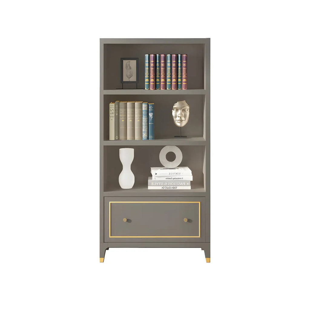Bibliothèque moderne en bois de hêtre avec tiroir pour bureau
