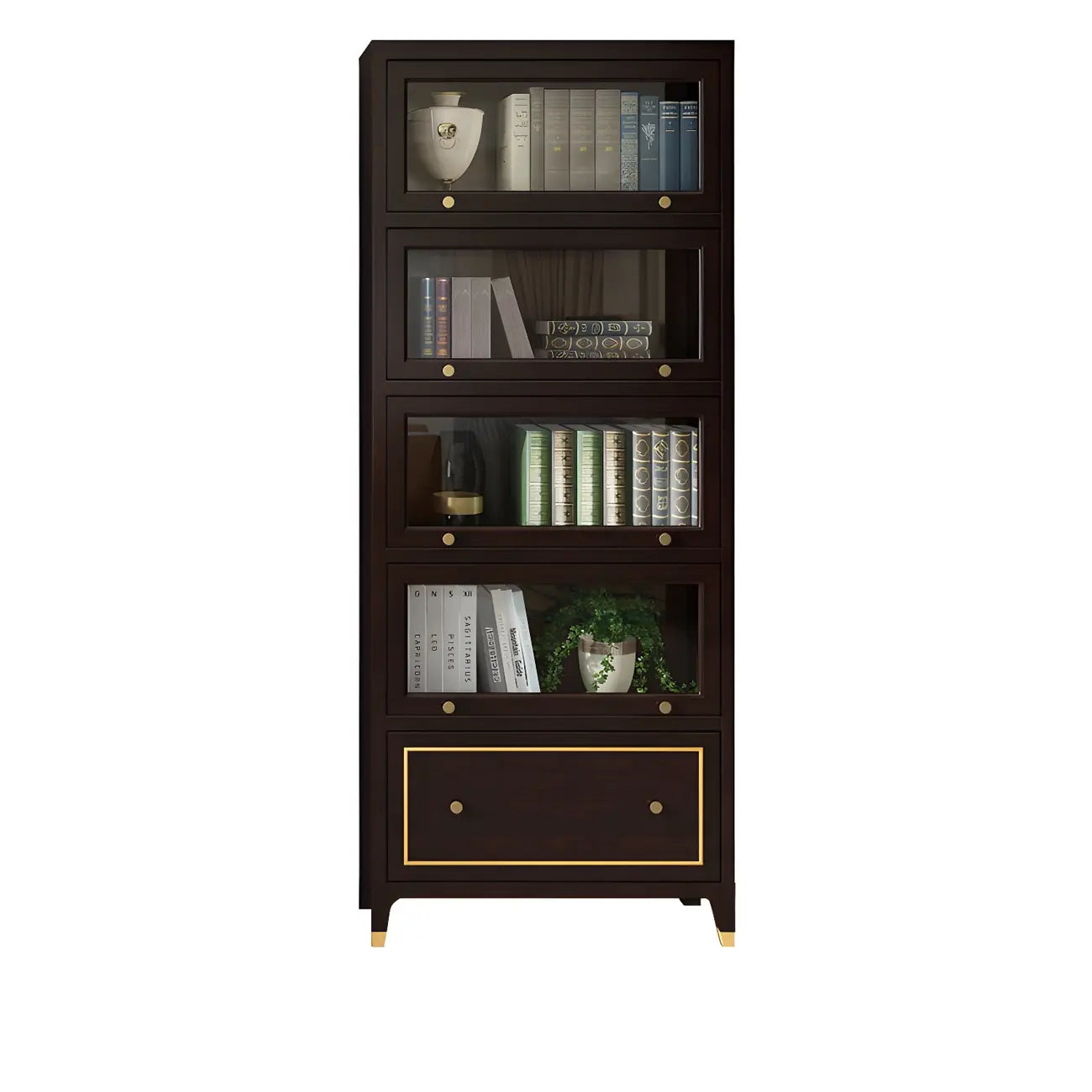 Bibliothèque moderne en bois de hêtre avec tiroir pour bureau