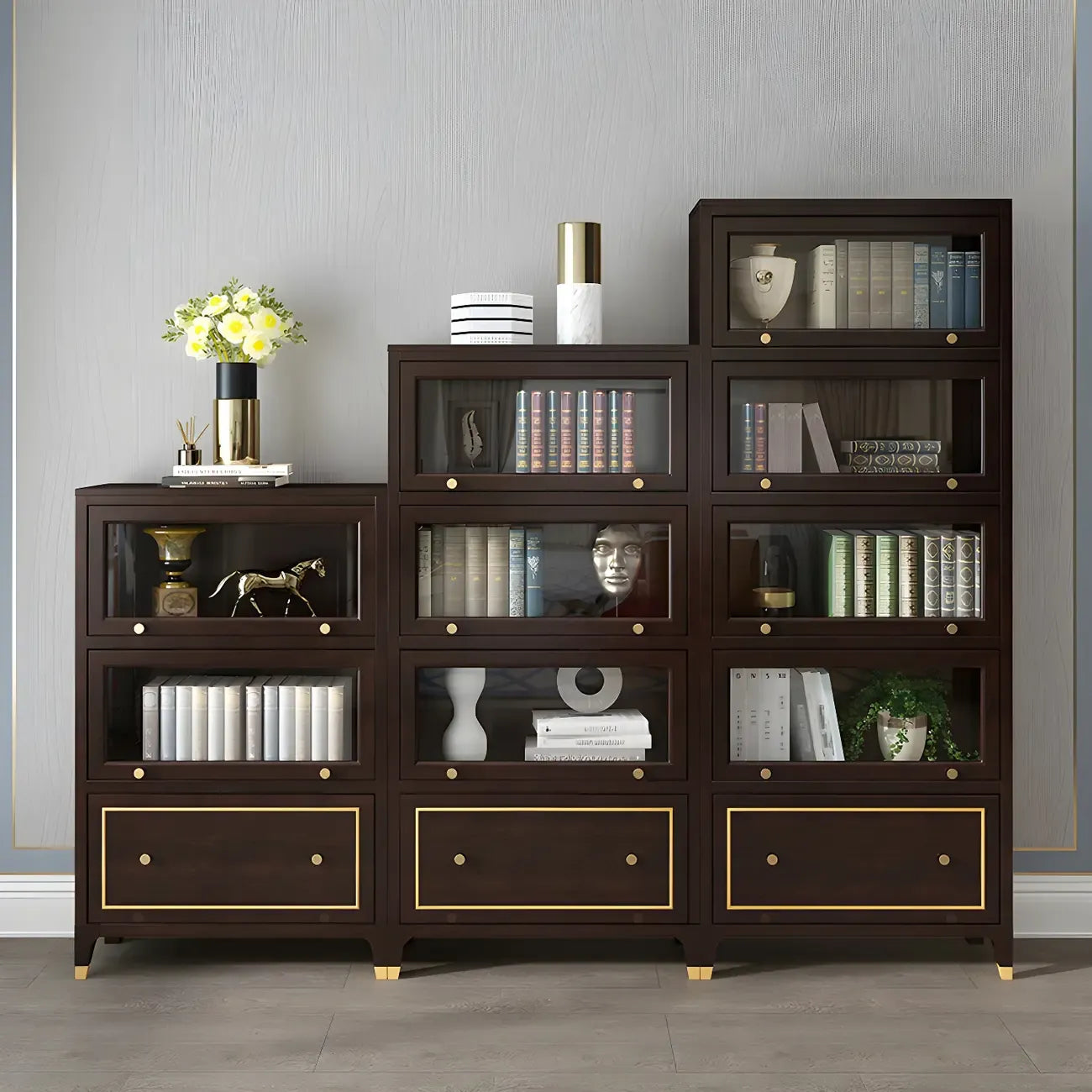 Bibliothèque moderne en bois de hêtre avec tiroir pour bureau