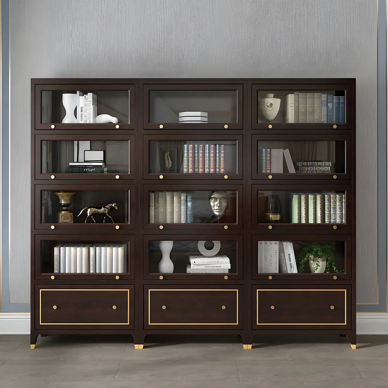 Bibliothèque moderne en bois de hêtre avec tiroir pour bureau