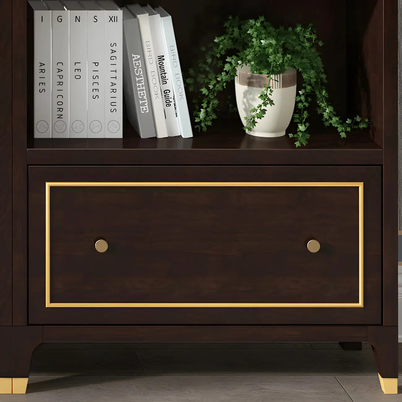 Bibliothèque moderne en bois de hêtre avec tiroir pour bureau