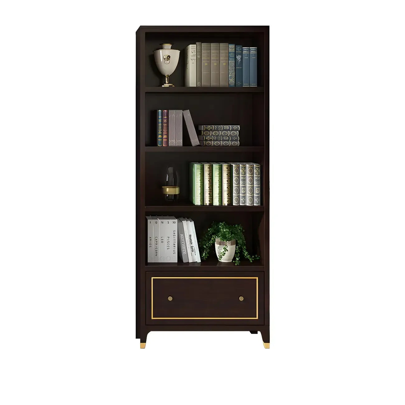 Bibliothèque moderne en bois de hêtre avec tiroir pour bureau