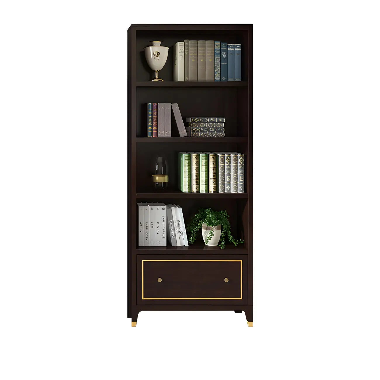Bibliothèque moderne en bois de hêtre avec tiroir pour bureau