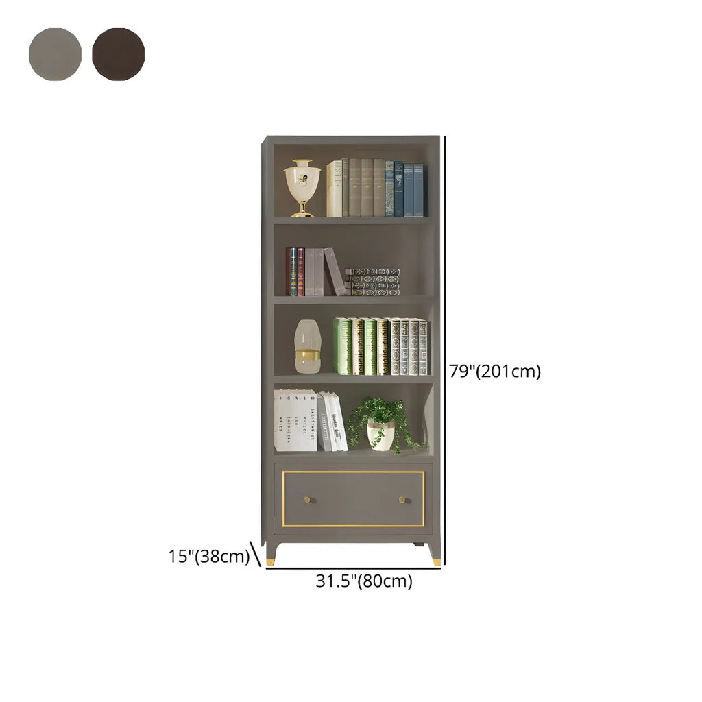 Bibliothèque moderne en bois de hêtre avec tiroir pour bureau