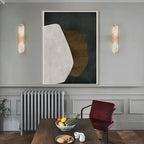Applique murale ovale décorative en albâtre à 2 lumières