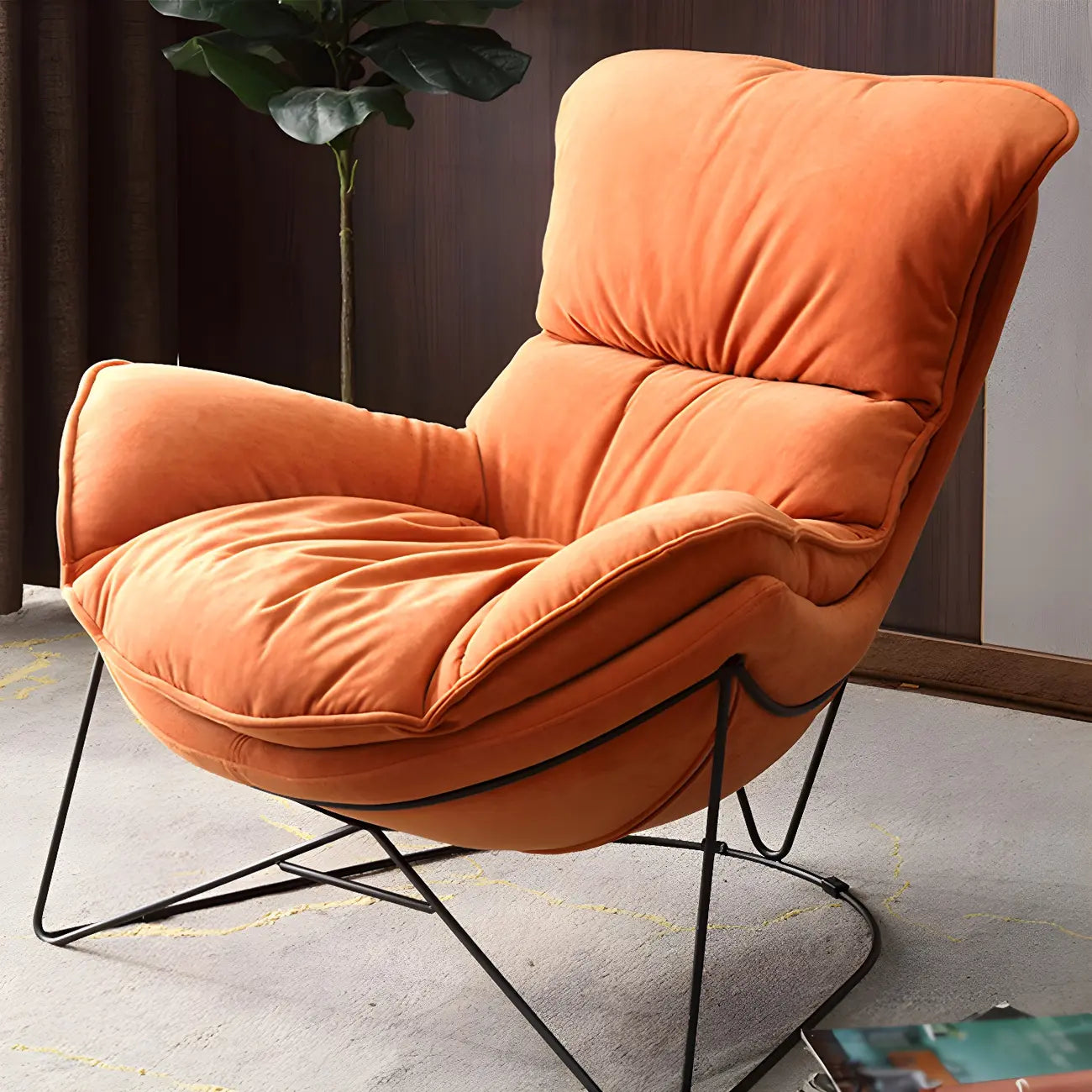 Fauteuil d'appoint moderne en tissu avec dossier coussin