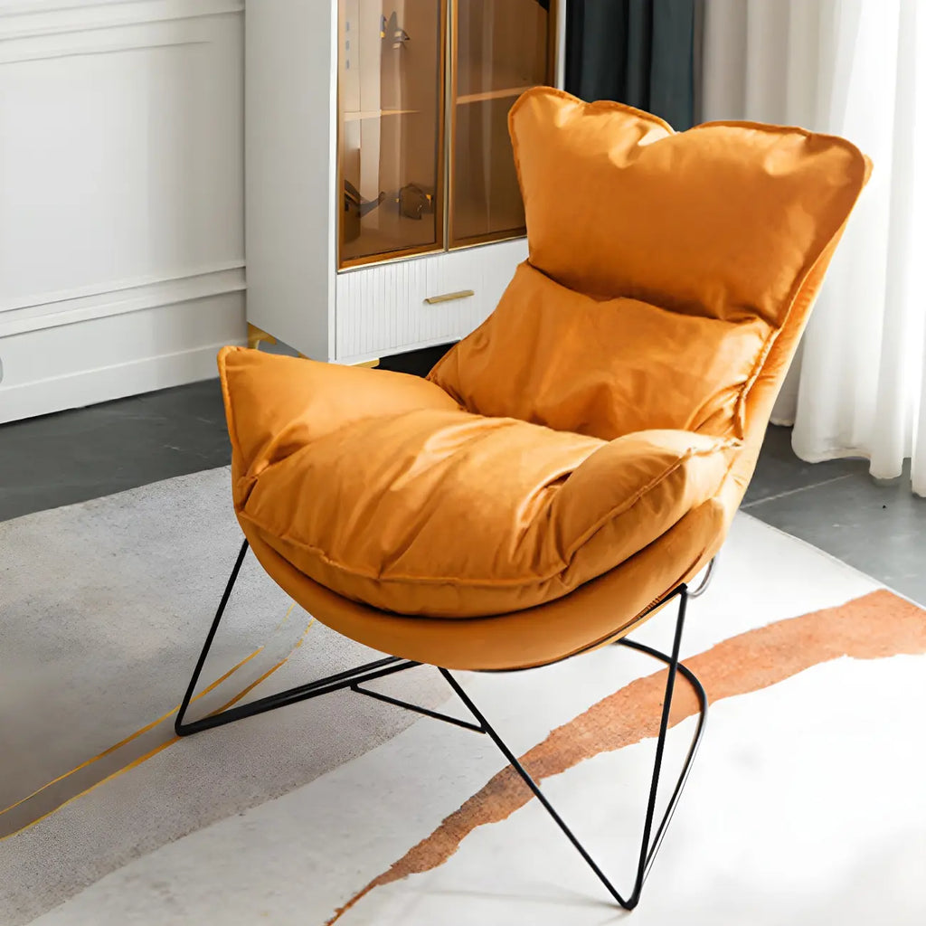 Fauteuil d'appoint moderne en tissu avec dossier coussin