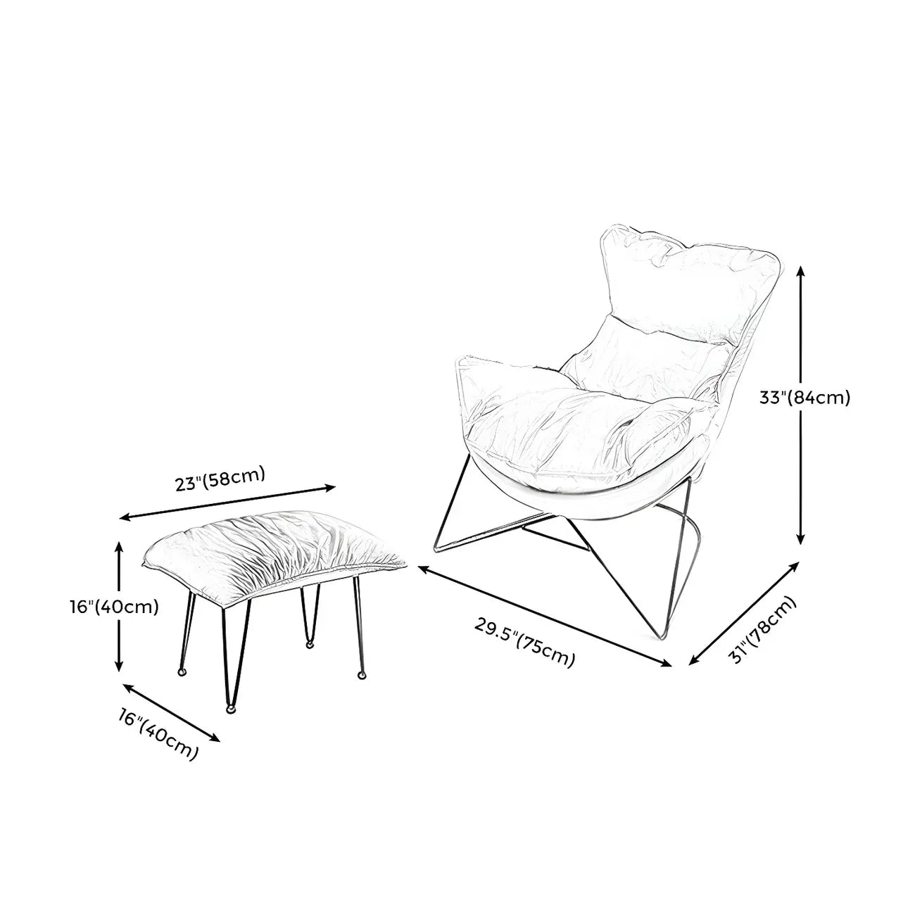 Fauteuil d'appoint moderne en tissu avec dossier coussin
