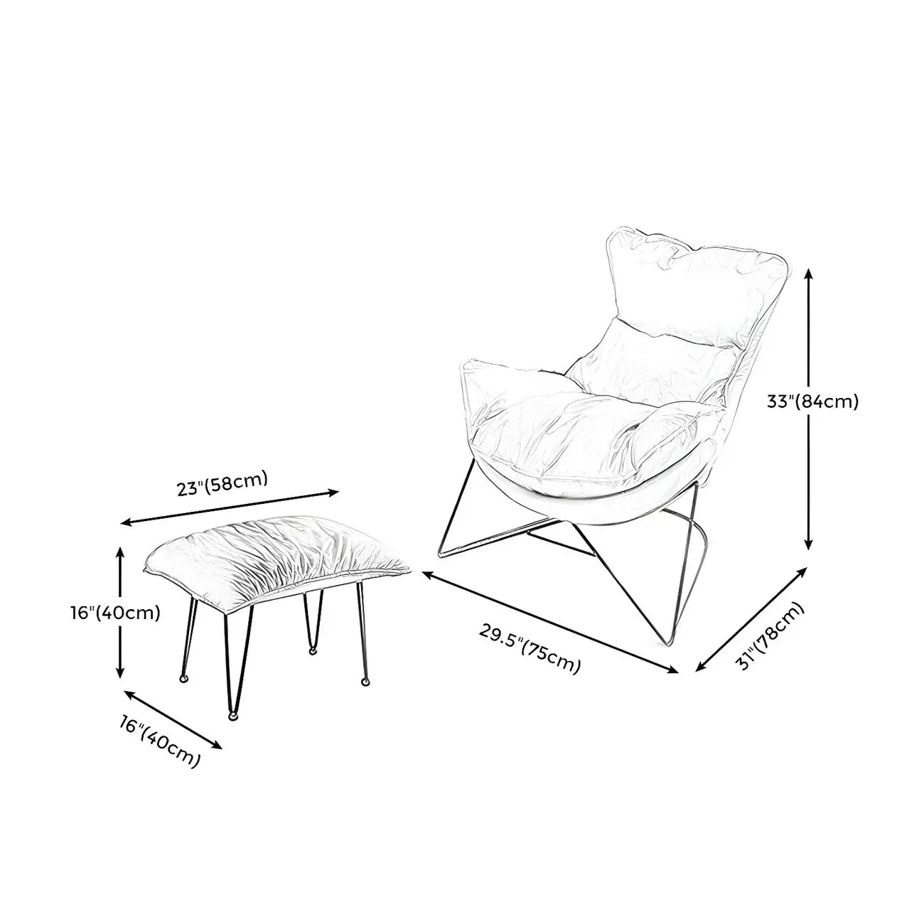 Fauteuil d'appoint moderne en tissu avec dossier coussin