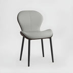 Chaise de salle à manger Art Déco en cuir à dossier incurvé et dossier plein