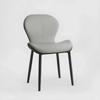 Chaise de salle à manger Art Déco en cuir à dossier incurvé et dossier plein