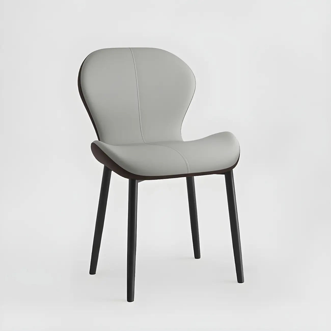 Chaise de salle à manger Art Déco en cuir à dossier incurvé et dossier plein