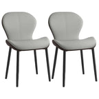 Chaise de salle à manger Art Déco en cuir à dossier incurvé et dossier plein