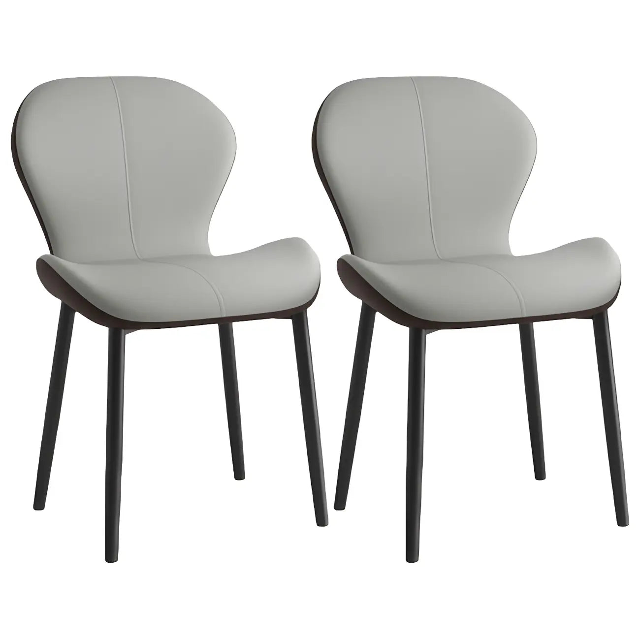 Chaise de salle à manger Art Déco en cuir à dossier incurvé et dossier plein