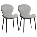 Chaise de salle à manger Art Déco en cuir à dossier incurvé et dossier plein