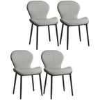 Chaise de salle à manger Art Déco en cuir à dossier incurvé et dossier plein
