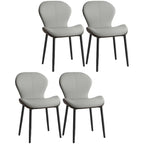 Chaise de salle à manger Art Déco en cuir à dossier incurvé et dossier plein
