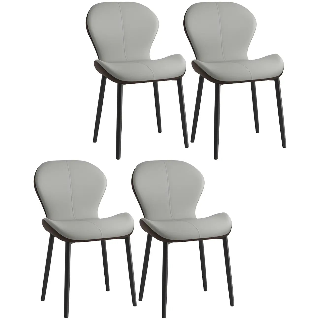 Chaise de salle à manger Art Déco en cuir à dossier incurvé et dossier plein