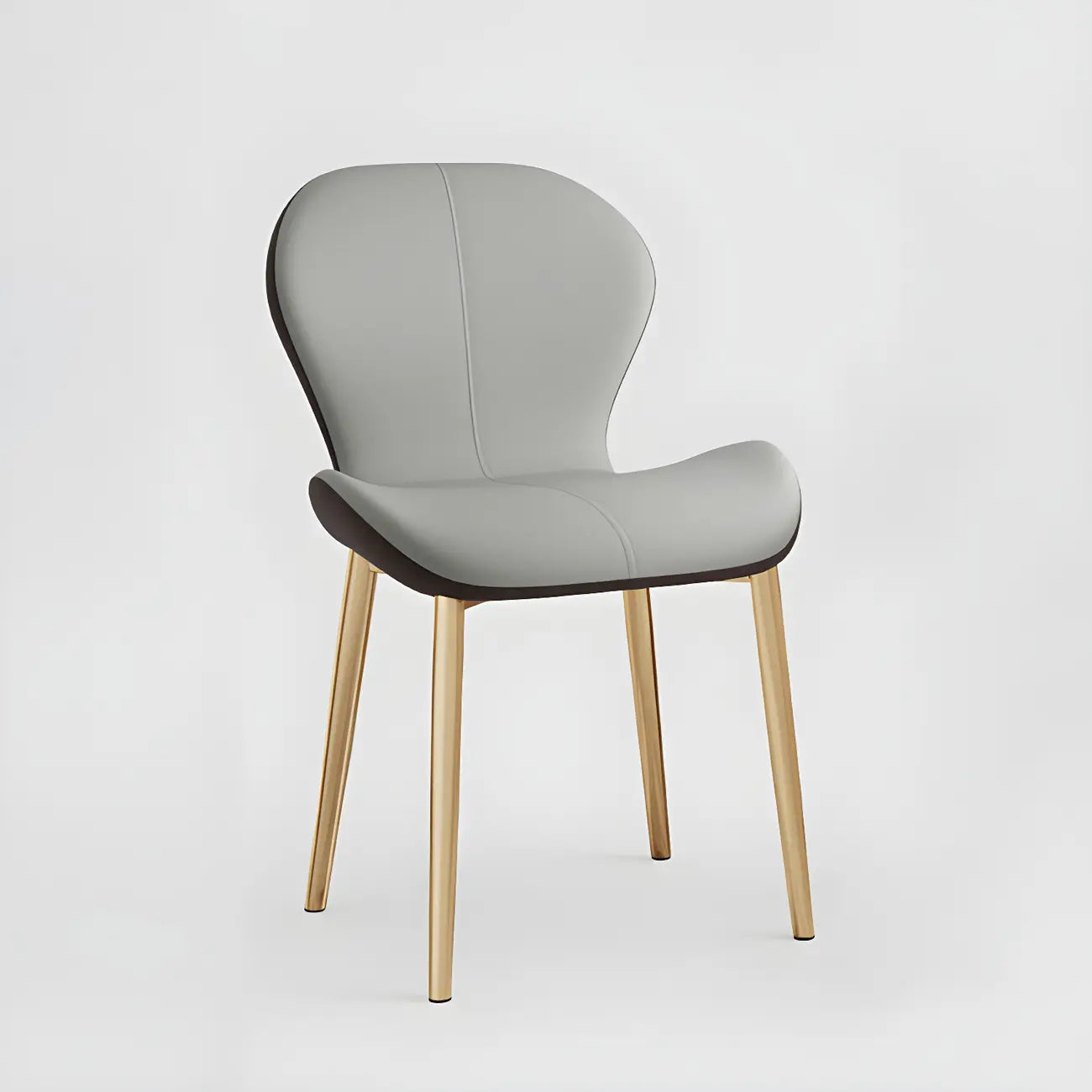 Chaise de salle à manger Art Déco en cuir à dossier incurvé et dossier plein