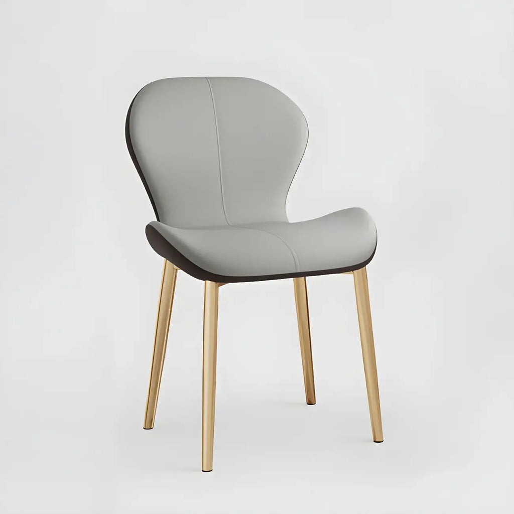 Chaise de salle à manger Art Déco en cuir à dossier incurvé et dossier plein