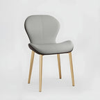 Chaise de salle à manger Art Déco en cuir à dossier incurvé et dossier plein