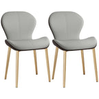 Chaise de salle à manger Art Déco en cuir à dossier incurvé et dossier plein