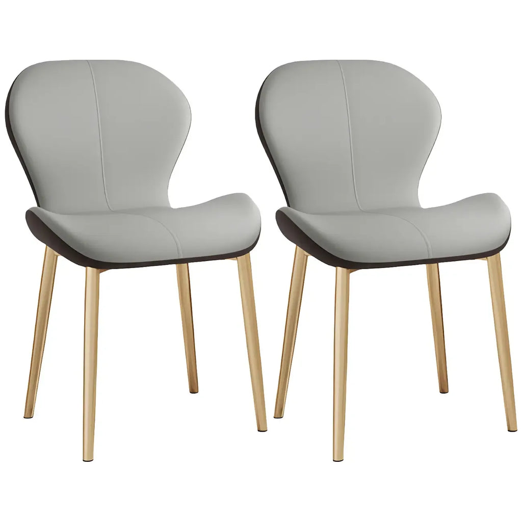 Chaise de salle à manger Art Déco en cuir à dossier incurvé et dossier plein