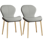 Chaise de salle à manger Art Déco en cuir à dossier incurvé et dossier plein